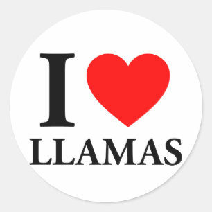 Sticker Rond I Love Llamas