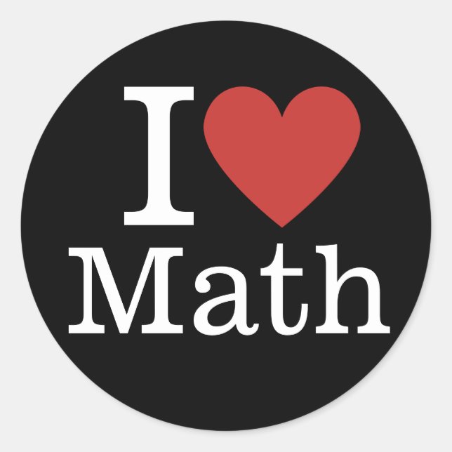 Sticker Rond I ❤️ Love Math for Students/Faculty (Devant)