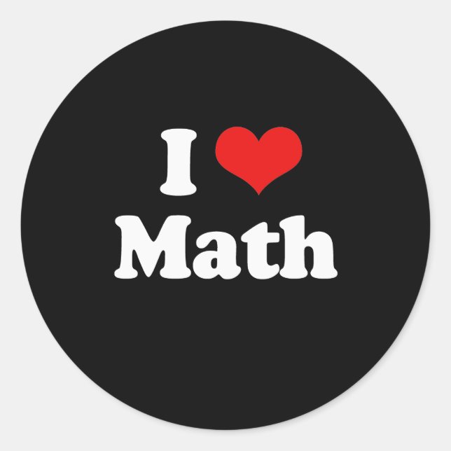 Sticker Rond I Love Math Tshirt (Devant)