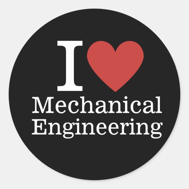 Sticker Rond I ❤️ Love Mechanical Engineering - Étudiant/Facult (Devant)