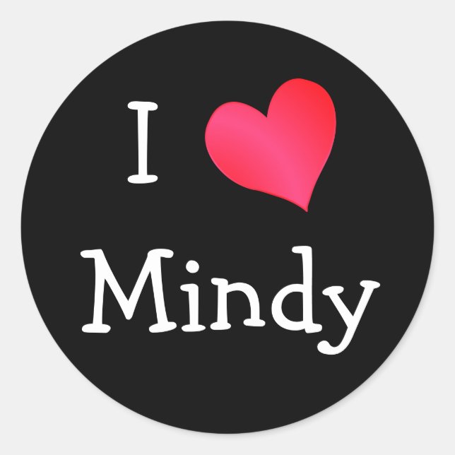 Sticker Rond I Love Mindy (Devant)