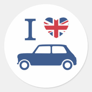 Sticker Rond I love Mini Coopers