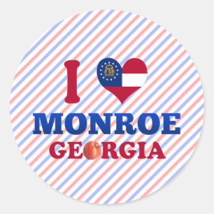 Sticker Rond I Love Monroe, Géorgie