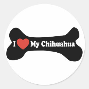 Sticker Rond I Love My Chihuahua - Chien Bone