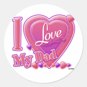 Sticker Rond I Love My Dad rose/violet - coeur