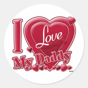Sticker Rond I Love My Daddy rouge - coeur