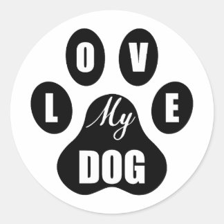 Sticker Rond I Love My Dog
