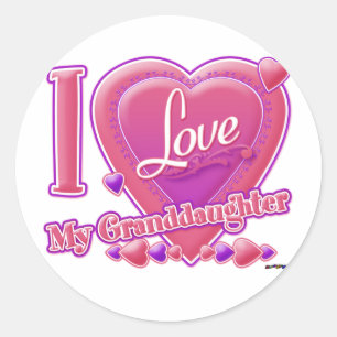 Sticker Rond I Love My Grandgirl rose/violet - coeur