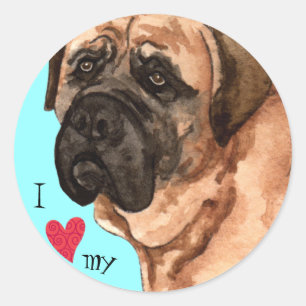 Sticker Rond I Love my mastiff