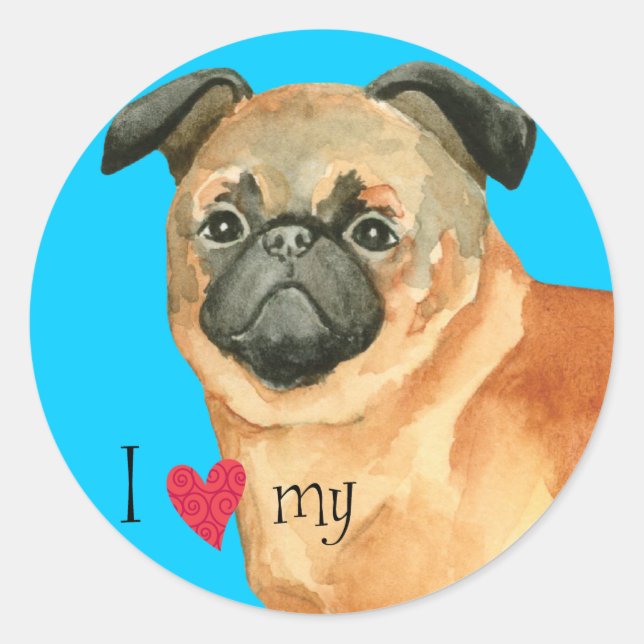 Sticker Rond I Love my Petit Brabancon (Devant)