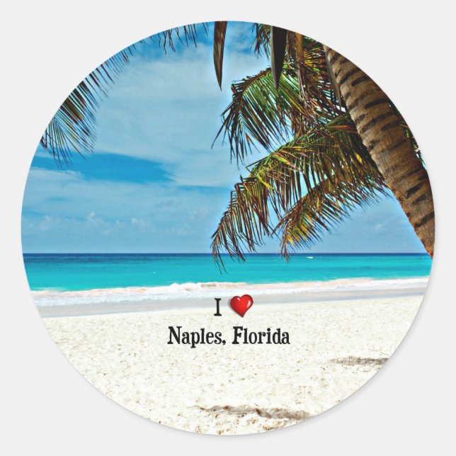 Sticker Rond I Love Naples, Floride (Devant)