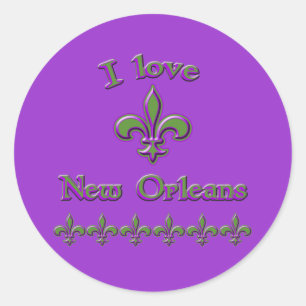 Sticker Rond I Love New Orleans T-shirts, Mugs, Buttons