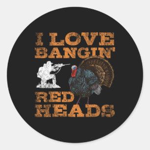 Sticker Rond I Love Ngin' Red Heads Turquie Chasse Amateurs