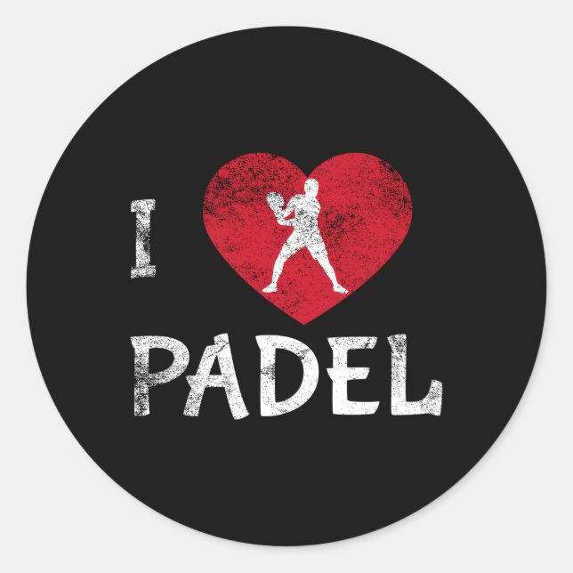 Sticker Rond I Love Padel Tennis Padel Racket Padel Paddleball (Devant)
