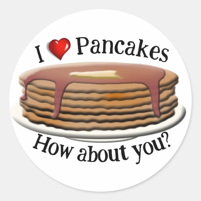 Sticker Rond I Love Pancakes * Pancake Day (Devant)