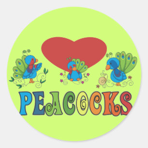 Sticker Rond I Love Peacocks