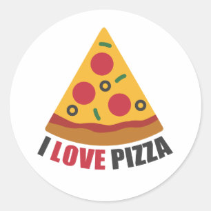 STICKER ROND I LOVE PIZZA