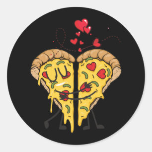 Sticker Rond I Love Pizza Fun Fast Food