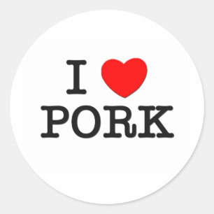 Sticker Rond I Love PORK ( nourriture )