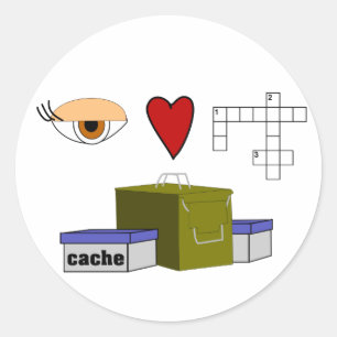Sticker Rond I Love Puzzle Caches Rebus Geocaching Swag Personn