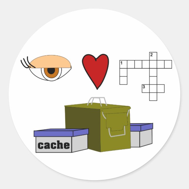 Sticker Rond I Love Puzzle Caches Rebus Geocaching Swag Personn (Devant)