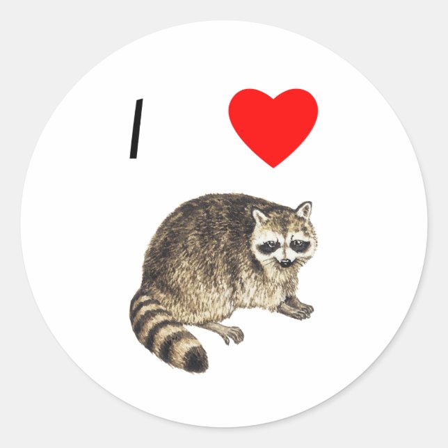 Sticker Rond I Love Raccoons (Devant)