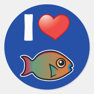 Sticker Rond I Love Rainbow Parrotfish