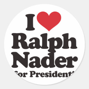 Sticker Rond I Love Ralph Nader pour Président