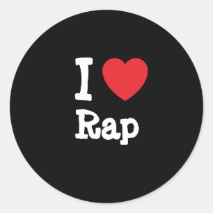 Sticker Rond I love Rap coeur personnalisé