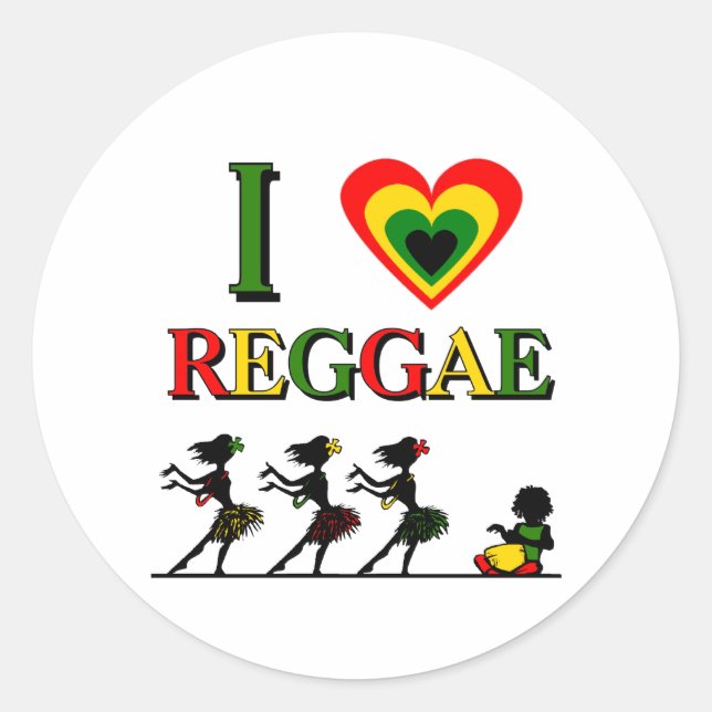 Sticker Rond I Love Reggae (Devant)