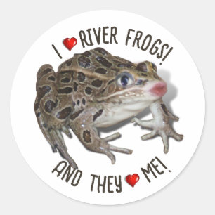 Sticker Rond I Love River Frogs