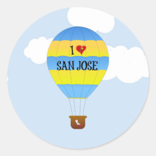 Sticker Rond I Love San Jose, montgolfière,