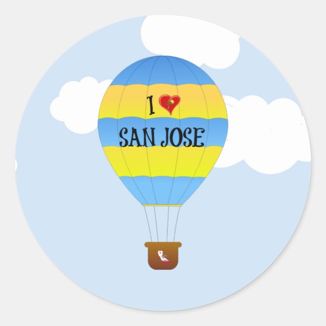 Sticker Rond I Love San Jose, montgolfière, (Devant)