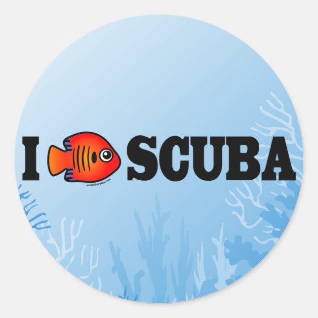 Sticker Rond I Love scuba (Devant)