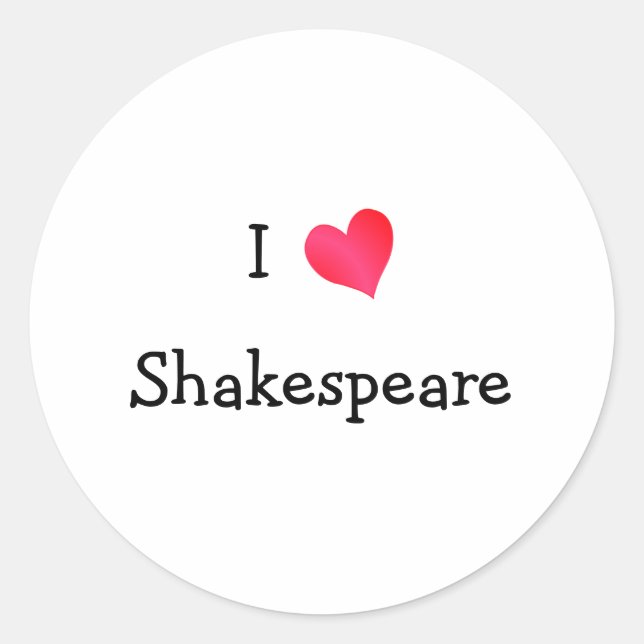 Sticker Rond I Love Shakespeare (Devant)