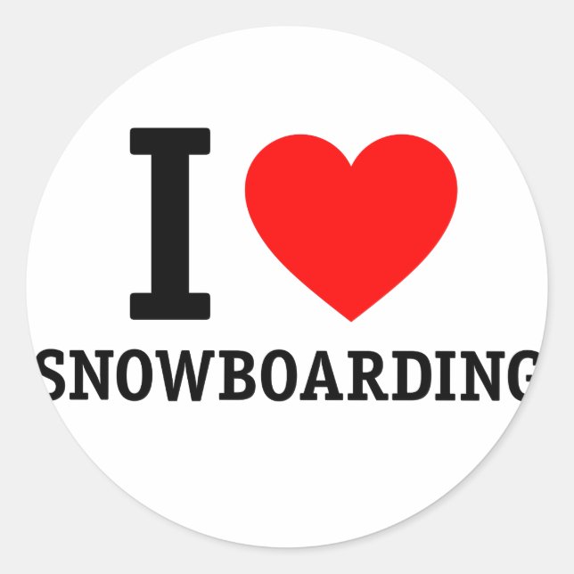Sticker Rond I Love Snowboard (Devant)