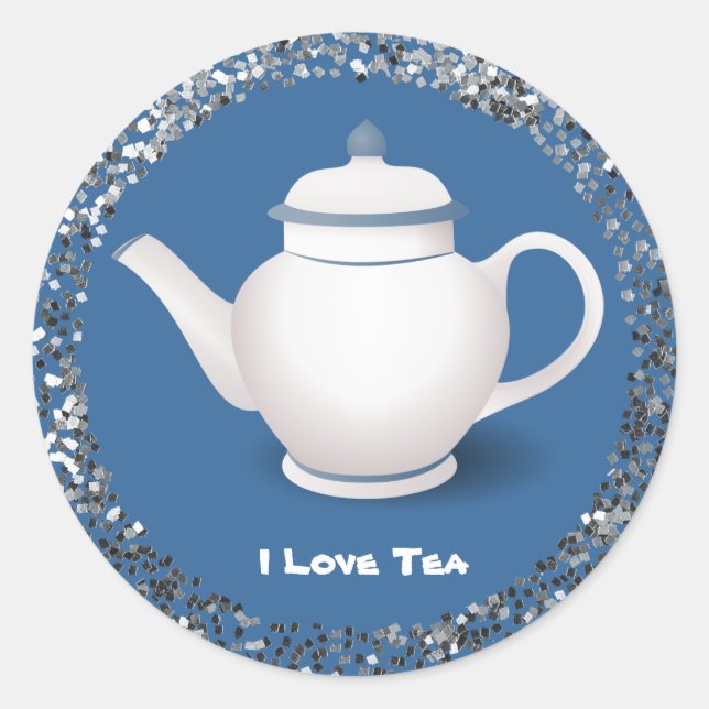 Sticker Rond I Love Tea, design populaire (Devant)