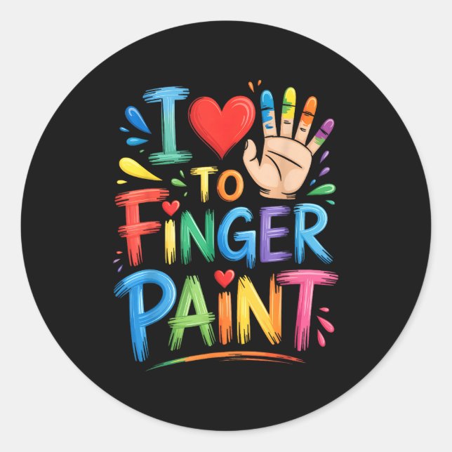 Sticker Rond I Love To Finger Paint Couples Art Teacher Finger  (Devant)