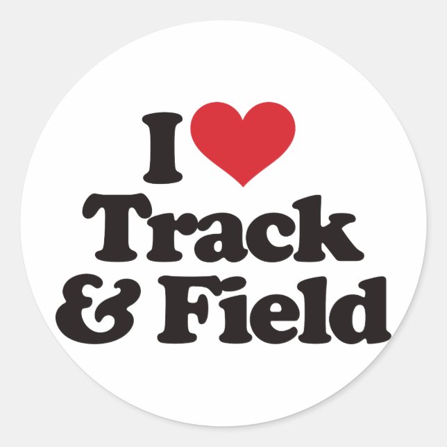 Sticker Rond I Love Track and Field (Devant)