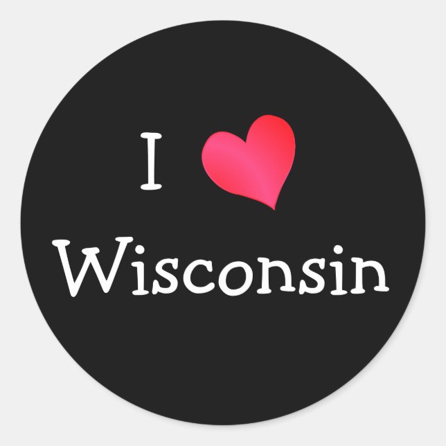 Sticker Rond I Love Wisconsin (Devant)