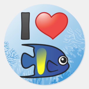 Sticker Rond I Love Yellowbar Angelfish