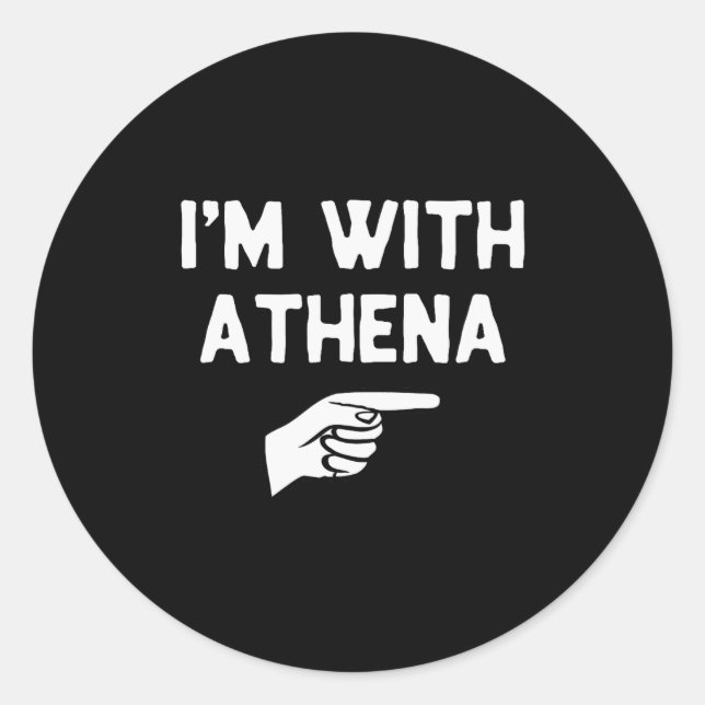Sticker Rond I’m With Athena Funny Halloween Matching Costume  (Devant)