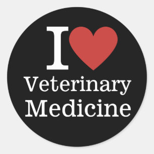 Sticker Rond I ❤️ Médecine vétérinaire pour étudiants/Faculté