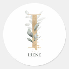 Sticker Rond I Monogramme Floral Personnalisé