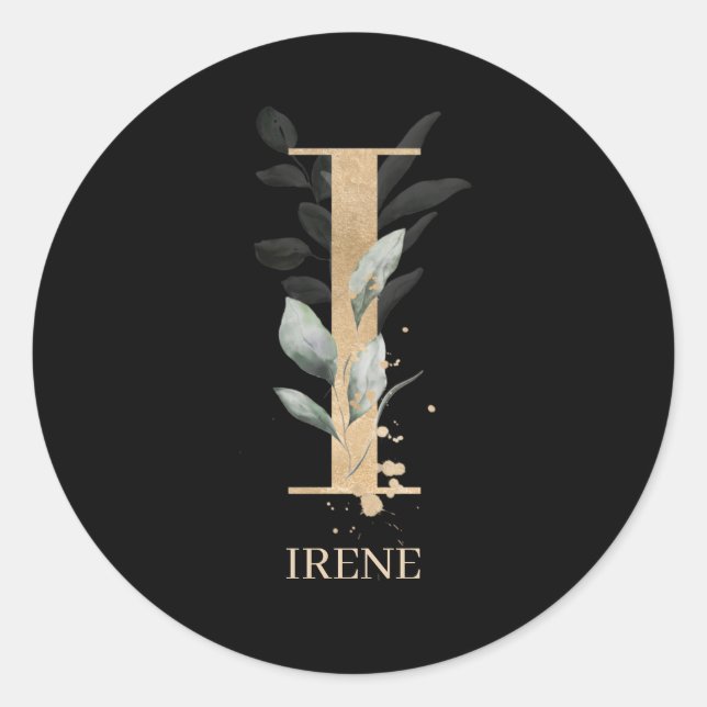 Sticker Rond I Monogramme Floral Personnalisé (Devant)