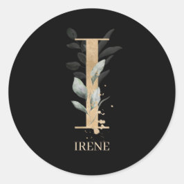 Sticker Rond I Monogramme Floral Personnalisé