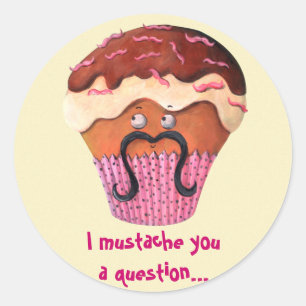 Sticker Rond I moustache vous un petit gâteau de question