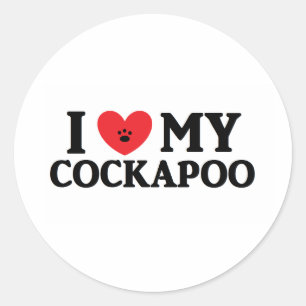 Sticker Rond I ♥ My Cockapoo
