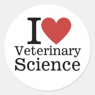 Sticker Rond I ❤️ Sciences vétérinaires pour étudiants/Faculté
