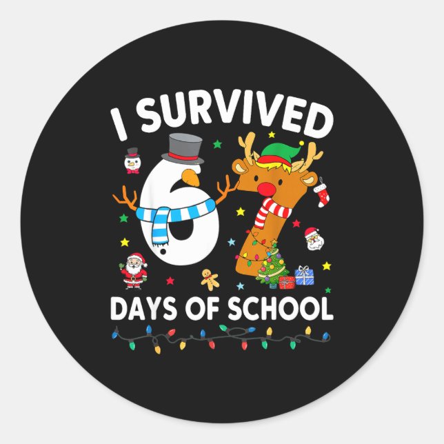 Sticker Rond I Survived 67 Days Of School Funny Meme Six Seven  (Devant)